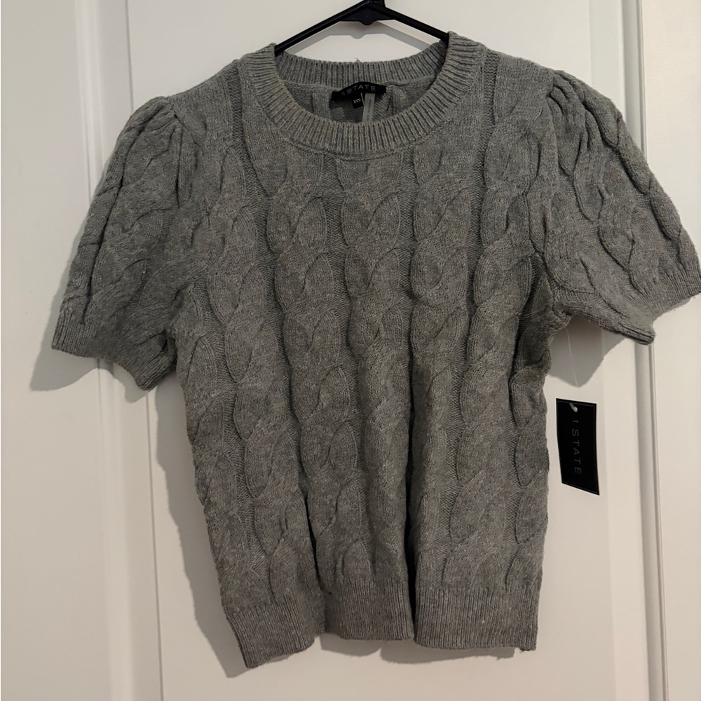 1. State Heather Gray Cable Knit Sweater